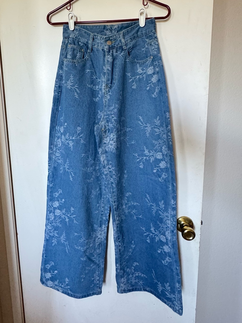S.CHRISTINA Blue Floral High Rise Wide-Leg Jeans